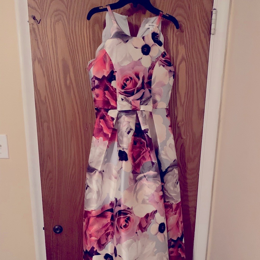 Pink, white, and purple flower decorative dress. Size 16 girls.